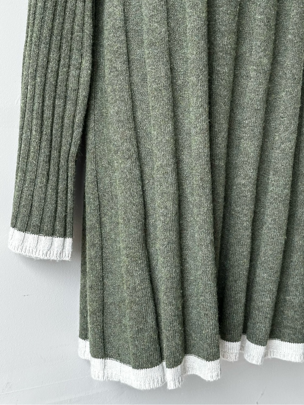 Anthropologie Arsenau Olive Green Ribbed Mock-Neck Sweater Dress - Picture 7 of 9